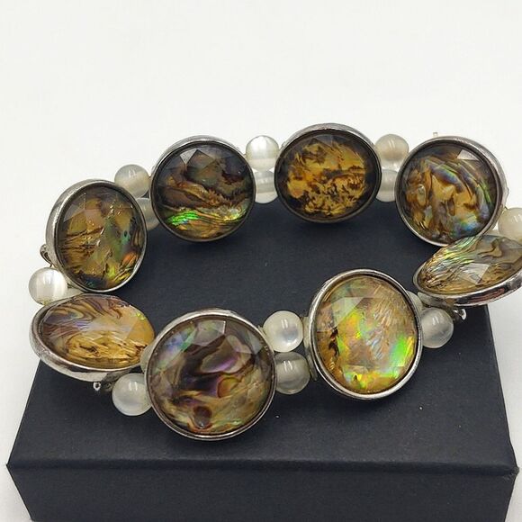 Stretch Prismatic Faux Abalone Bracelet - Picture 1 of 5